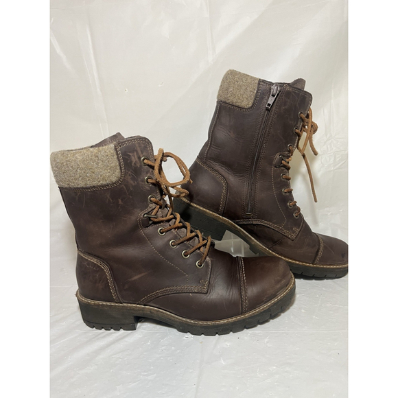 ECCO Elaine Leather Ankle Boots Brown Lug Sole Side Zip size 8.5 EU 39 - Picture 12 of 16